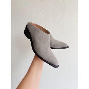 WAL & PAI Mirage Western Suede Slip On Mules with Square Toe in Gray size 37